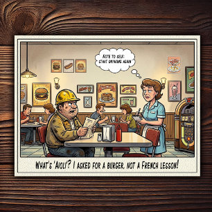 Grappig leven van serveerster restaurant humor briefkaart