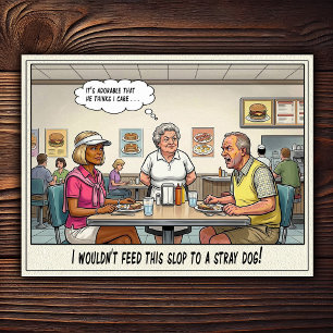 Grappig leven van serveerster restaurant humor briefkaart