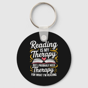 Grappig lezen is therapie boekworm boek meme sleutelhanger