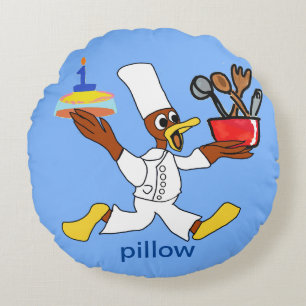 Grappig Licht Blauw Chef Ducky Kazoo Ronde Kussen