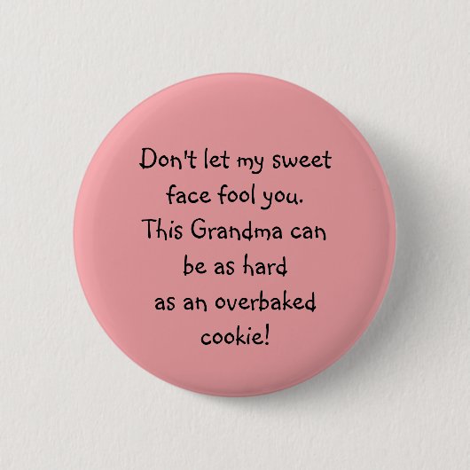 Grappig lief gezicht oma gezegde knop ronde button 5,7 cm (Voorkant)