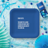 Grappig "Lieve Eter,..." Blauw en Wit Papieren Bordje (Feest)