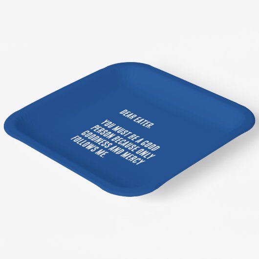 Grappig "Lieve Eter,..." Blauw en Wit Papieren Bordje (Gebogen)