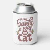 Grappig lieve kerstman, het was het kattenontwerp blikjeskoeler (Blikje Achterkant)