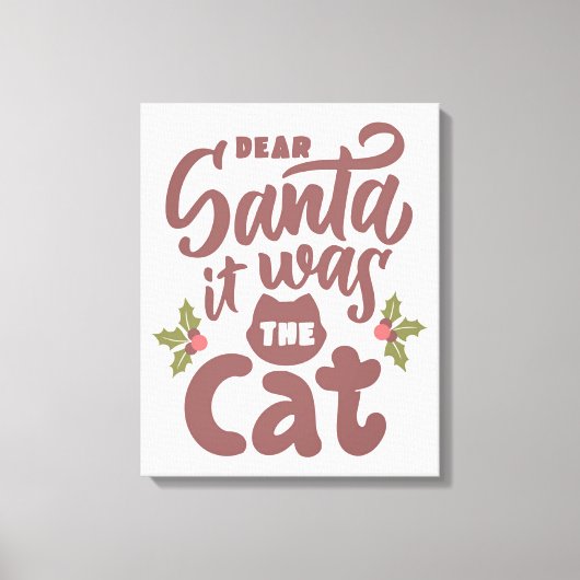 Grappig lieve kerstman, het was het kattenontwerp canvas afdruk (Voorkant)