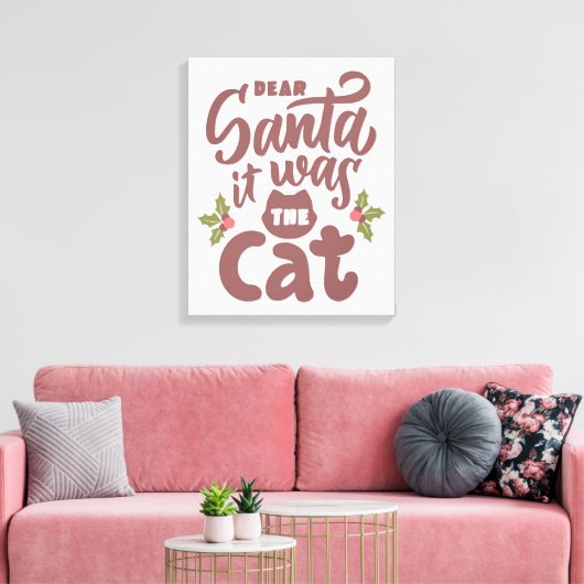 Grappig lieve kerstman, het was het kattenontwerp canvas afdruk (Insitu (Woonkamer))