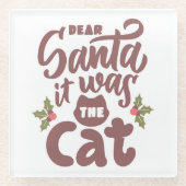 Grappig lieve kerstman, het was het kattenontwerp glazen onderzetter (Voorkant)