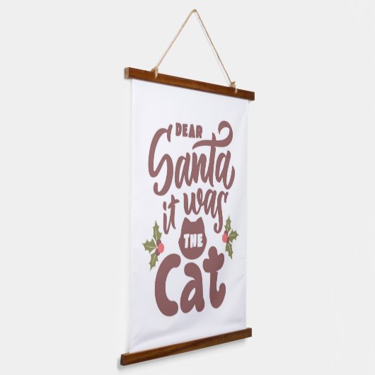 Grappig lieve kerstman, het was het kattenontwerp hangend wandkleed (Gebogen)