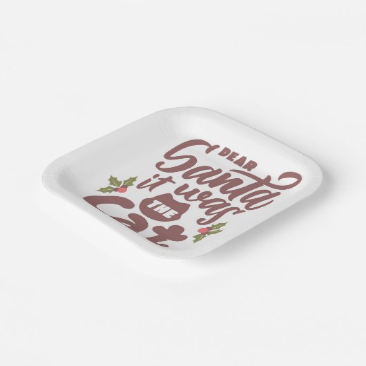 Grappig lieve kerstman, het was het kattenontwerp papieren bordje (Gebogen)