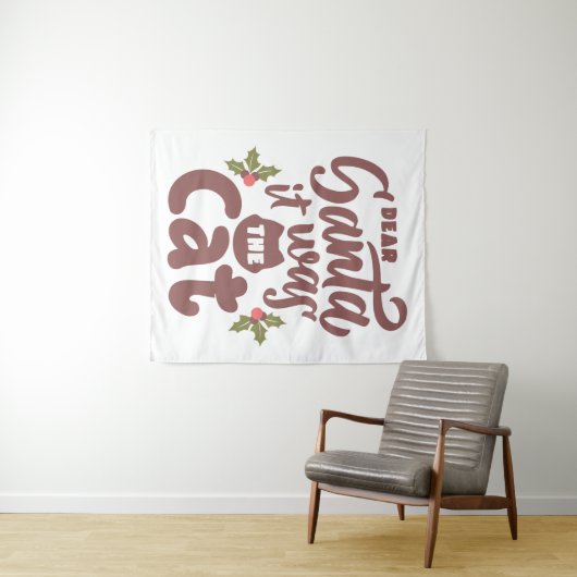 Grappig lieve kerstman, het was het kattenontwerp wandkleed (In Situ (horizontaal))