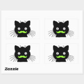 GRAPPIG LIME GROENE SNOR  ZWARTE KAT RECHTHOEKIGE STICKER (Vel)