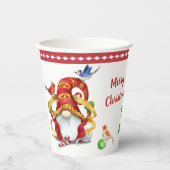 Grappig lint kabouter met vogels kerst papier beke papieren bekers (Voorkant)