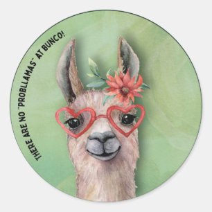 Grappig Llama Bunco Party Ronde Sticker