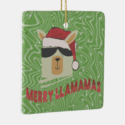 Grappig Llama Kerstversiering - Vrolijk Llama's Keramisch Ornament (Rechts)