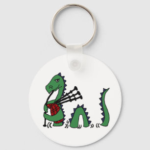 Grappig Loch Ness Monster die Doedelzak Speelt Sleutelhanger
