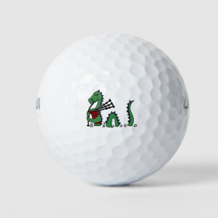 Grappig loch ness monster het spelen van de doedel golfballen
