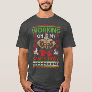 Grappig lomp met kerstgym Weightlift Werken aan T-shirt