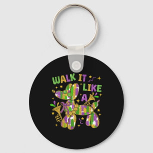 Grappig lopen als een hond Mardi Gras Groovy Sleutelhanger