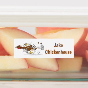 Grappig lopen koele kip cartoon gepersonaliseerd labels
