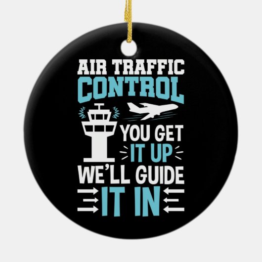 Grappig luchtverkeersbeheer dat je opgeeft keramisch ornament (Achterkant)