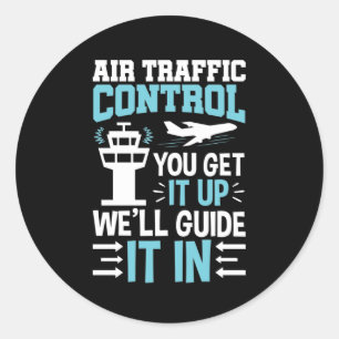 Grappig luchtverkeersbeheer dat je opgeeft ronde sticker