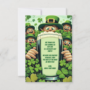Grappig Lucky Leprechauns St. Patrick's Day Party Bedankkaart
