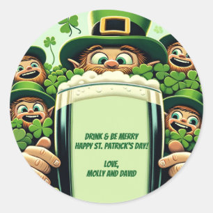 Grappig Lucky Leprechauns St. Patrick's Day Party Ronde Sticker