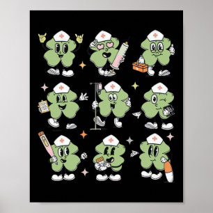 Grappig Lucky Shamrock Nurse St Pattys Day Icu Nur Poster