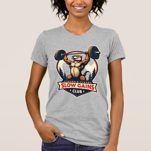 Grappig Luiaard Gymshirt Vintage Sterk en Langzaam T-shirt (Voorkant)