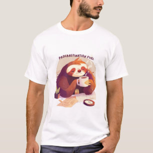 Grappig Luiaard Koffie T-shirt – Uitstelbrandstof