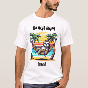 Grappig luiaard strand zuiplap mannen T-shirt