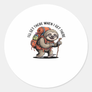 Grappig Luiaard Wandelteam - Slow and Steady Class Ronde Sticker