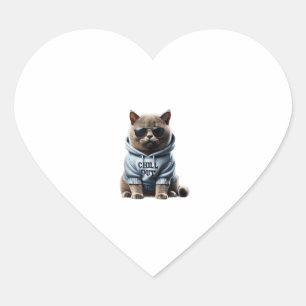 Grappig Luie Britse Korthaar Kat Chillin Ontspanne Hart Sticker