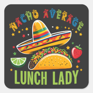 Grappig Lunch Lady Cinco De Mayo Tacos Mexicaans e Vierkante Sticker