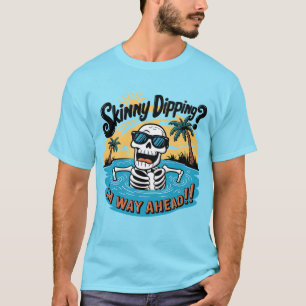 Grappig mager dompelwoord kunst skelet strand t-shirt
