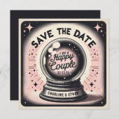 Grappig Magic Ball Roze zwart Save the date (Voorkant / Achterkant)