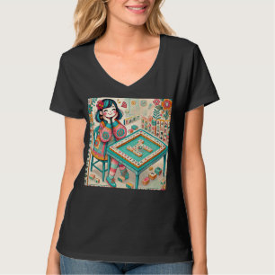 Grappig mahjong chick ontwerp voor vrouwen meisjes t-shirt