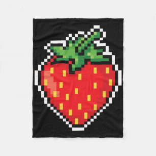 Grappig Makkelijk Halloween Kostuum Pixel Aardbei  Fleece Deken