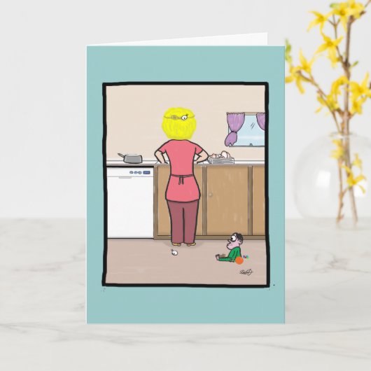 Grappig mam, de pot is op kaart (Gele Bloem)