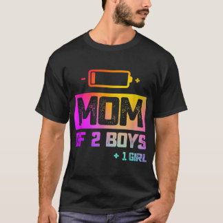 Grappig mam van 2 jongens 1 Girl Low Battery T-shirt