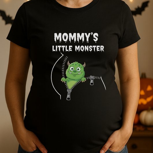 Grappig Mama Little Monster Peekaboo Zwanger T-shirt