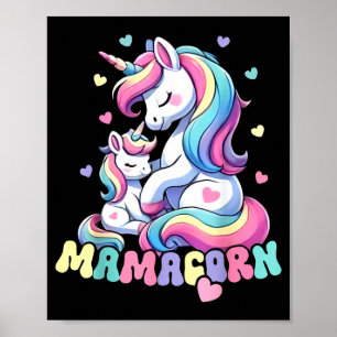 Grappig mamacorn kostuum moeders dag eenhoorn moed poster
