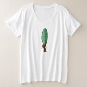 Grappig Man Big Green Pickle Head Brown Suit Grote Maat T-shirt