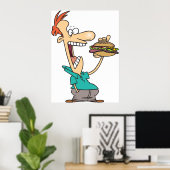 Grappig Man dat een broodje eet Poster (Thuiskantoor)