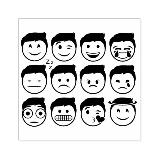 Grappig Man Mood Emoji's Rubberstempel (Afrduk)