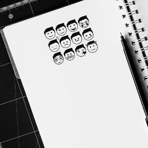 Grappig Man Mood Emoji's Rubberstempel