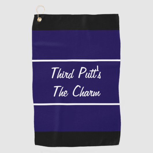 Grappig marine blauw derde putt cadeau voor golfer golfhanddoek (Voorkant)