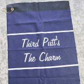 Grappig marine blauw derde putt cadeau voor golfer golfhanddoek