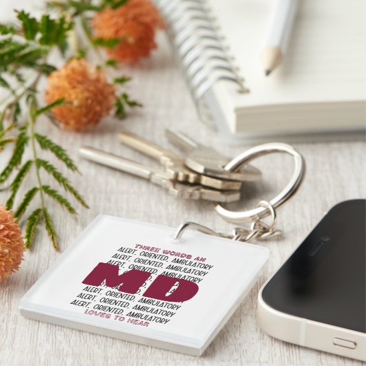 Grappig MD Alert Custom CNA/LPN/EMT/PA/RN/RT/NP Sleutelhanger (Voorkant Rechts)