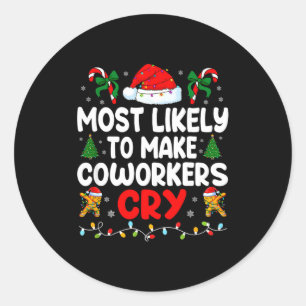 Grappig meest waarschijnlijk collega aan het huile ronde sticker
